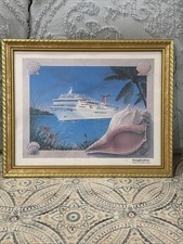 Vintage Carnival Cruise Lines Framed Art Prints MS Fantasy & Imagination Set 2 picture