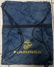 US Marine Corps Draw String Backpack USMC Blue 17x14 With Zipper And Big Pouch picture