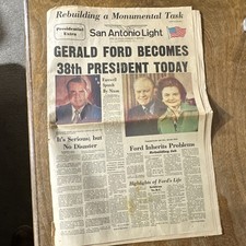 San Antonio Light Newspaper Friday August 9th 1974. Ford Becomes President picture