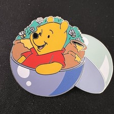 Disney Gacha Ball Vending Machine Winnie the Pooh Pin Blue Sapphire Chaser Rare picture