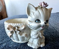 Vintage Lefton China Kitten Planter Marked 1923 from the 60's picture