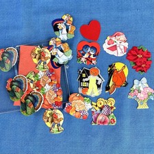 VTG Gummed Seals, 20 Halloween Christmas Valentines Thanksgiving Easter 40s 50s picture