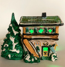 Vintage 1970's Christmas - Seymour Mann Ceramic Mountain Ski Lodge Chalet picture