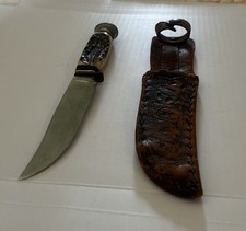 Iros Shapleigh's Keen Vintage Fixed Blade Hunting Knife w Original Leather Shth picture