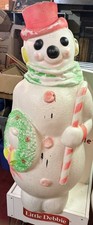 Vintage 1968 Empire 48 Inch Snowman Christmas Wreath Candycane Lighted Blow Mold picture