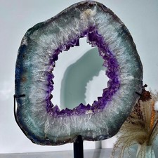 23.21LB  Natural Agate Amethyst Cave Crystal Slice shaped Hand Cut Repai picture