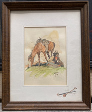 ORIGINAL NOT a Print William T Zivic Art Signed Watercolor/Ink  Framed/ Glass picture