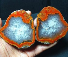 RARE 1 pair 331.3g Natural Warring States Red Agate Stone Healing CA2738 picture