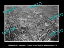 OLD LARGE HISTORIC PHOTO OLDHAM G/M ENGLAND AERIAL VIEW OF WEST HULME c1950 picture