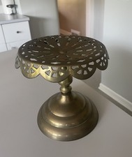 Antique Victorian Pierced Brass Pedestal Trivet Kettle Stand Riser c.1870s-1890s picture