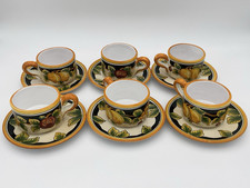Ceramiche Casola Fruit Pattern Ceramic Cup & Saucer Set 12pc Service 6 picture