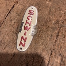 1959 Schwinn Head Badge Mint Winged Dark Red W Ivory Small Hole Panther Mark 4 picture