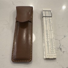 1960s Vintage; Lafayette Slide Rule Measuring Instrument w/ Brown Leather Case picture