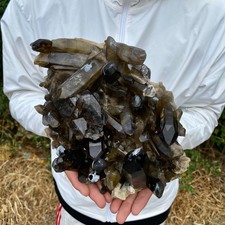 5.5LB Natural smoky black quartz cluster crystal mineral specimen picture