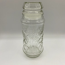 1982 Vintage PLanters Mr Peanut Glass JAR w Lid Wheat Pattern Anchor Hocking picture
