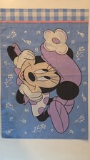 Vintage Disney Minnie Mouse Gingham Floral Print Twin Flat Sheet & Pillow Cases picture