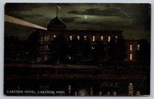 Lakeside Hotel OH Ohio Postcard night view moonlight lakefront 1915 picture