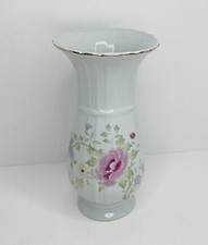 Tall Porcelain Vase Floral Flowers Pink Yellow Green 10