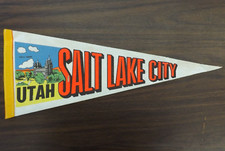 VINTAGE 1960s SALT LAKE CITY UTAH PENNANT BANNER FLAG 17