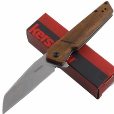 Kershaw Avert A/O Folding Linerlock Pocket Knife Brown Wood Handle picture