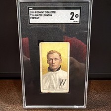 1909 PIEDMONT CIGARETTES PORTRAIT #T206 WALTER JOHNSON SGC 2 picture