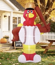 6-FT Thanksgiving Inflatable Baseball Turkey with Built-In Lights🦃⚾️ picture