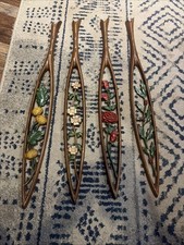Vtg Sexton USA Four Seasons Floral Metal Wall Art Set MCM Rose Holly Dogwood 20