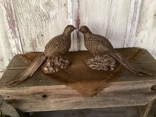 VTG Pair of Ceramic Fall Harvest Pheasant Figurines 14” L  picture