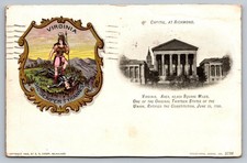 1906 Virginia State Seal Capitol Richmond VA Postcard E. C. Kropp 1939 Postmark picture