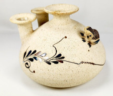 Vintage Mexican Pottery Oil burner Vase Jar Numbered Signed Fine Art Unused wick picture