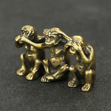 1 PC Small  Brass Monkey Figurines  Three -Monkey Statue Animal Figurine Decor picture