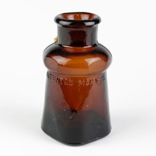 Bixby Dark Amber Olive Tint Master Ink Bottle, Antique c.1883 Shoe Polish, As Is picture