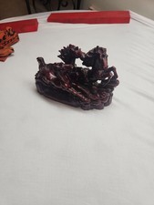 Vintage Chinese Faux Cinnabar Galloping Horses Sculpture picture