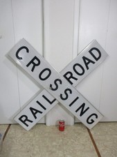 Vtg Rail Road Crossing Reflective Street Traffic Sign Crossbucks 48