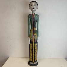 Monumental Loro Blonyo Statement Art Rare Museum Scale Wood Sculpture Statue 36” picture