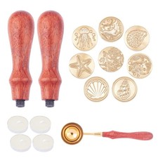 CRASPIRE Ocean Wax Seal Stamp Set 8pcs Vintage Removable Brass Stamp Heads with picture