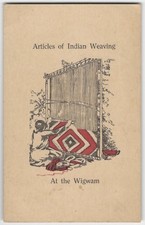 Indian Weaving & Crafts Westfield Massachusetts Mohican Forest Old Printer Card picture