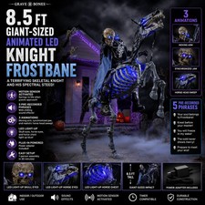 8.5 FT Animated Grave & Bones Giant-Sized LED Knight Frostbane SAMEDAYSHIP picture