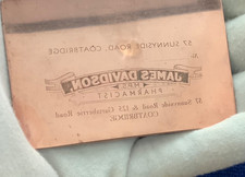 ANTIQUE ETCHED COPPER PRINTING PLATE COATSBRIDGE SCOTLAND PHARMACIST LABEL c1900 picture