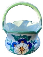 vintage Italian ceramic Basket Planter 6.5”Hand painted picture