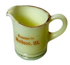 MATTOON, ILLINOIS IL Uranium Antique Custard Glass Souvenir Gold Creamer picture