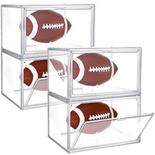 Thyle 4 Pack Football Display Case Full Size Clear Acrylic Stackable  picture