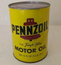 Vintage Pennzoil Tough-Film Motor Oil 1 Quart Cardboard Can SAE 10 W Unopened picture