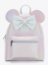 Loungefly Disney Hot Topic Exclusive Minnie Mouse Pearl Iridescent Backpack BNWT picture