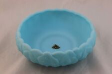Fenton Water Lily Blue Satin Large Glass Bowl 8.5