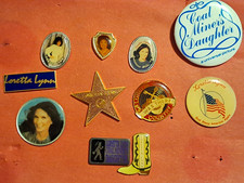 Vintage LORETTA LYNN Pinback Button Lapel Pin Lot of 11 COAL MINER'S DAUGHTER picture