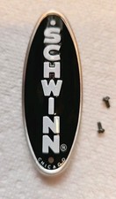 SCHWINN APPROVED BLACK HEADBADGE FOR STING-RAY  WITH 2 N.O.S. LONG SCREWS picture