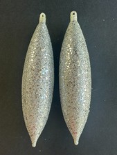 2 VTG Teardrop Plastic Ornaments w/Silver Glitter Bradford Jewelbrite 5