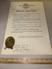 1987 Official Connecticut Governor  ONeill Proclamation School Safety Patrol Day picture