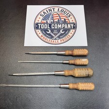 Vintage IRWIN 800 Wood Handle Slotted Screwdriver Set 4pc Made in USA picture